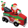 Santa In Fire Truck  With Snowman Christmas Inflatable